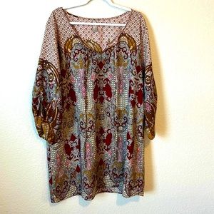 Tua Plus SZ 2XL Multi Color Bohemian Tunic Top